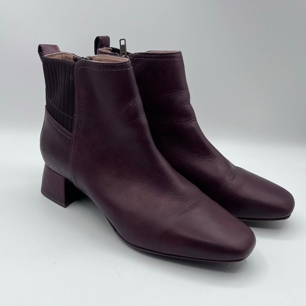 Rockport Women's Burgundy Leather Ankle Boots Size 9.5 Medium Square‎ Toe CI6131
